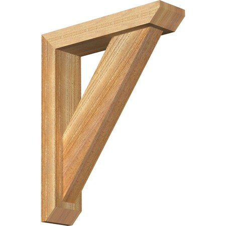 Traditional Slat Rough Sawn Bracket w/ Offset Brace, Western Red Cedar, 4"W x 16"D x 20"H
